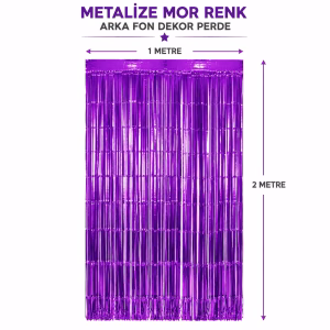 Toptan Mor Metalize Parti Perdesi | 100x200 cm Arka Fon