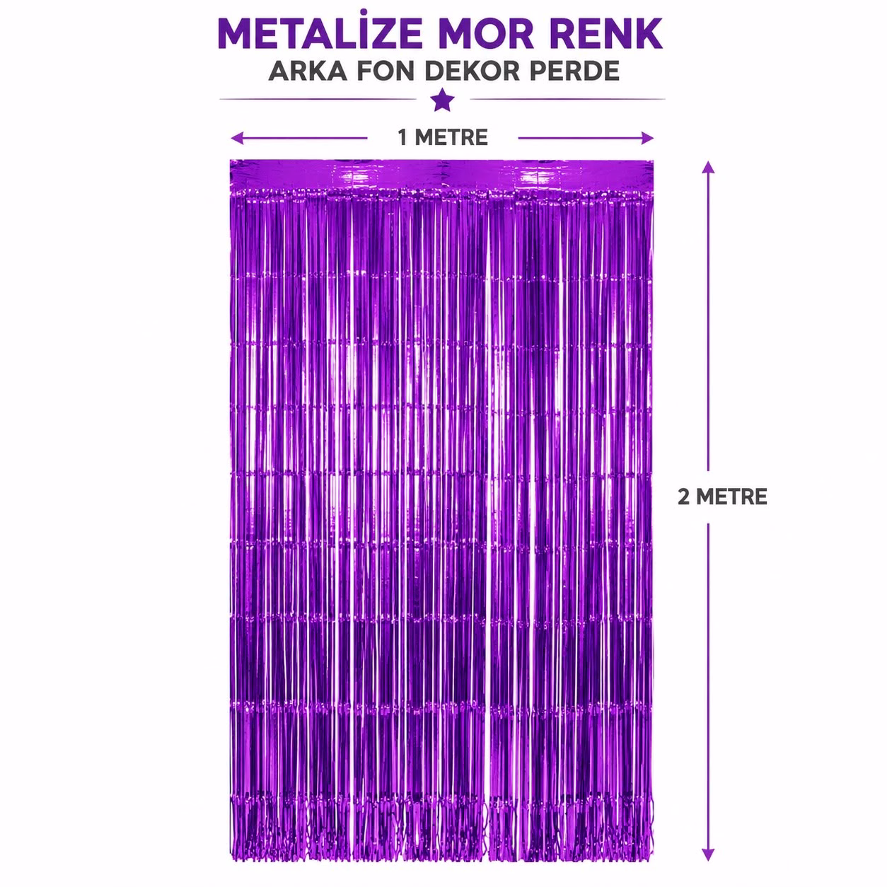 Toptan Mor Metalize Parti Perdesi | 100x200 cm Arka Fon