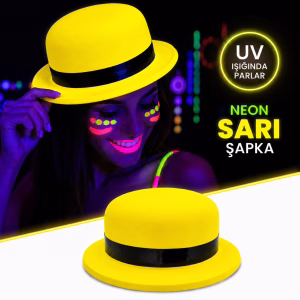 Toptan Neon Sarı UV Parti Şapkası Plastik | Işıkta Parlayan Festival Şapkası