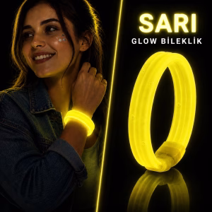 Toptan Sarı Kalın Glow Bileklik - Kırılarak Yanan Parti ve Festival Aksesuarı