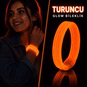 Toptan Turuncu Kalın Glow Bileklik - Kırılarak Yanan Parti ve Festival Aksesuarı