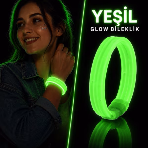 Toptan Yeşil Kalın Glow Bileklik - Kırılarak Yanan Parti ve Festival Aksesuarı