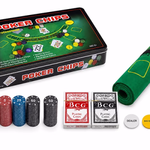 300 Chipli Profesyonel Poker Seti Metal Kutulu 2 Deste İskambil Kağıtlı Alk5355
