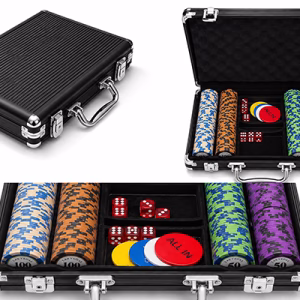 Toptan Çantalı 200 Chip ve İskambil Kağıtlı Poker Oyunu Seti (20x30 cm)