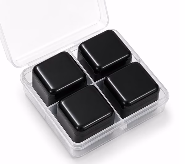 Toptan Paslanmaz Çelik Viski Taşı 4'lü Set - Saklama Kutulu (6x6x3 cm)