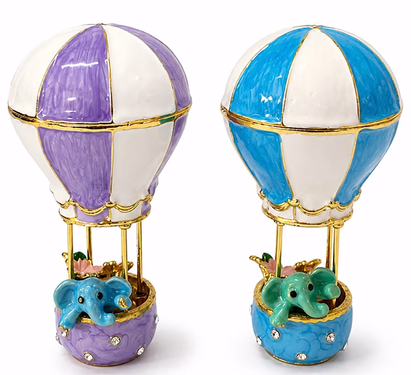 Toptan Swarovski Taşlı Fil Figürlü Hava Balonu Dekoratif Obje (10*5 Cm)