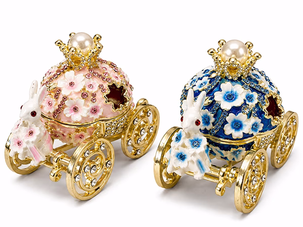 Toptan Swarovski Taşlı Tavşan Arabası Dekoratif Obje (7*5 Cm)