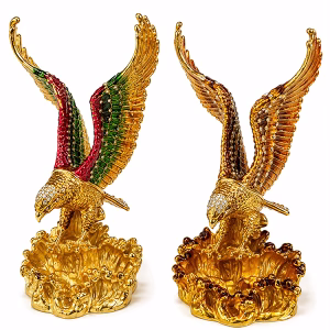 Toptan Swarovski Taşlı Kartal Figürü - Dekoratif Obje (13x10 cm)