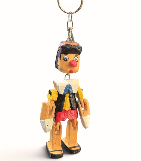 Toptan Pinokyo Anahtarlık Ahşap Figürlü Çanta Süsü (12 Cm)
