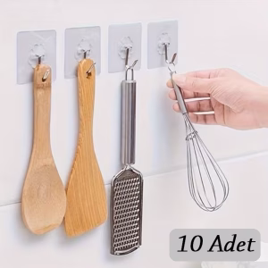 10 ADET Kendinden Yapışkanlı Şeffaf Askı
