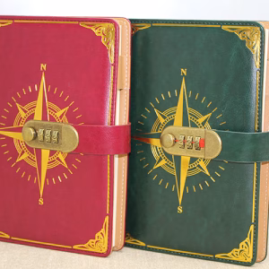 Toptan Pusula Desenli Şifreli Deri Defter 22x15 cm | Kurumsal Promosyon & Kırtasiye