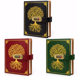 Toptan Hayat Ağacı Desenli Şifreli Deri Defter 22x15 cm | Kurumsal Promosyon & Kırtasiye