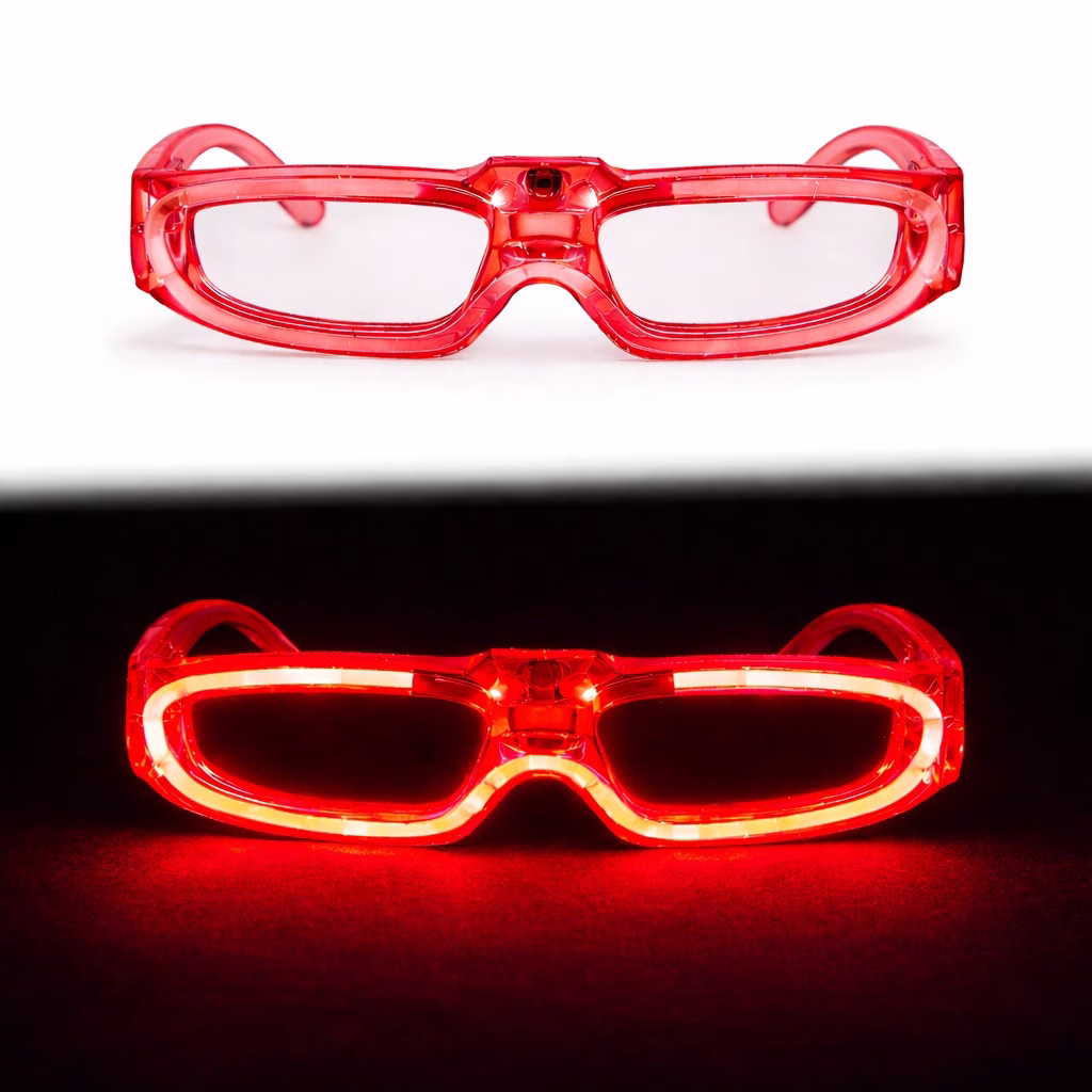 Kırmızı LED Işıklı Parti Gözlüğü 3 Modlu – Glow & Gece Eğlence Gözlüğü