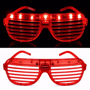 LED Işıklı Panjur Parti Gözlüğü – Kırmızı Renk Shutter Gözlük