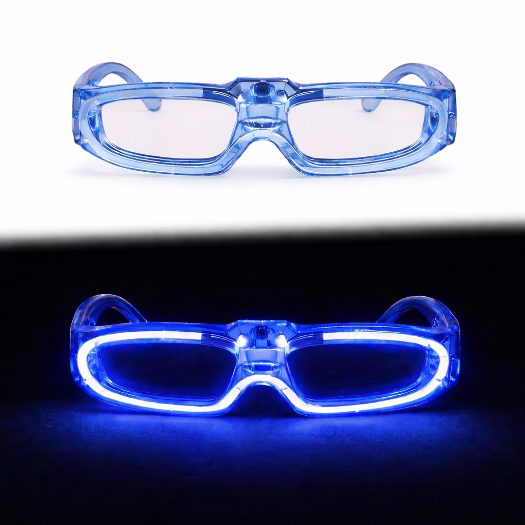 Mavi LED Işıklı Parti Gözlüğü 3 Modlu – Glow & Gece Eğlence Gözlüğü