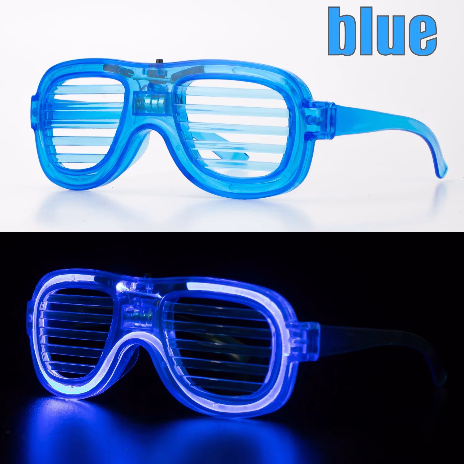 Mavi Led Işıklı Parti Gözlüğü - Neon Glow Şerit Gözlük 3 Modlu
