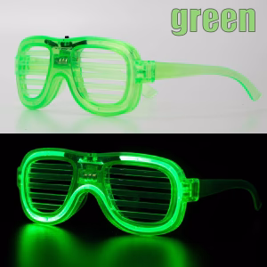 Yeşil LED Işıklı Parti Gözlüğü – Neon Glow Şerit 3 Modlu Gözlük