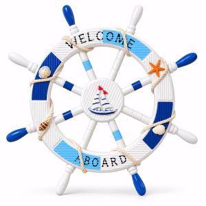 Toptan Ahşap Marin Welcome Aboard Gemi Dümeni 45 cm | Kurumsal Promosyon & Hediyelik