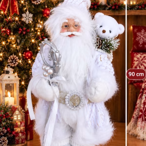 Toptan 90 cm Beyaz Asalı Noel Baba